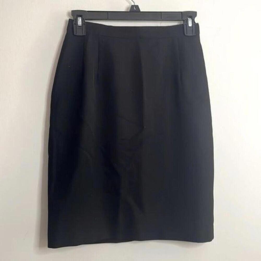💕Karl Lagerfeld Black 100% Wool Black Pencil Skirt Minimal Business Career work